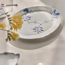 Blå Mega Riflet fad, 35 cm