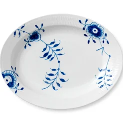 Blå Mega Riflet fad, 36,5 cm