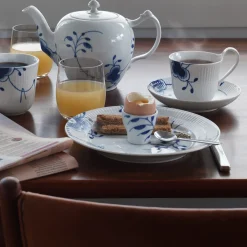 Blå Mega Riflet højhankskop og underkop, 24 cl