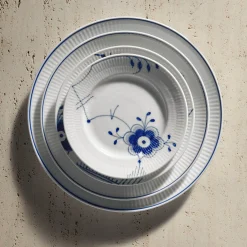 Blå Mega Riflet tallerken, dekoration 2, 19 cm