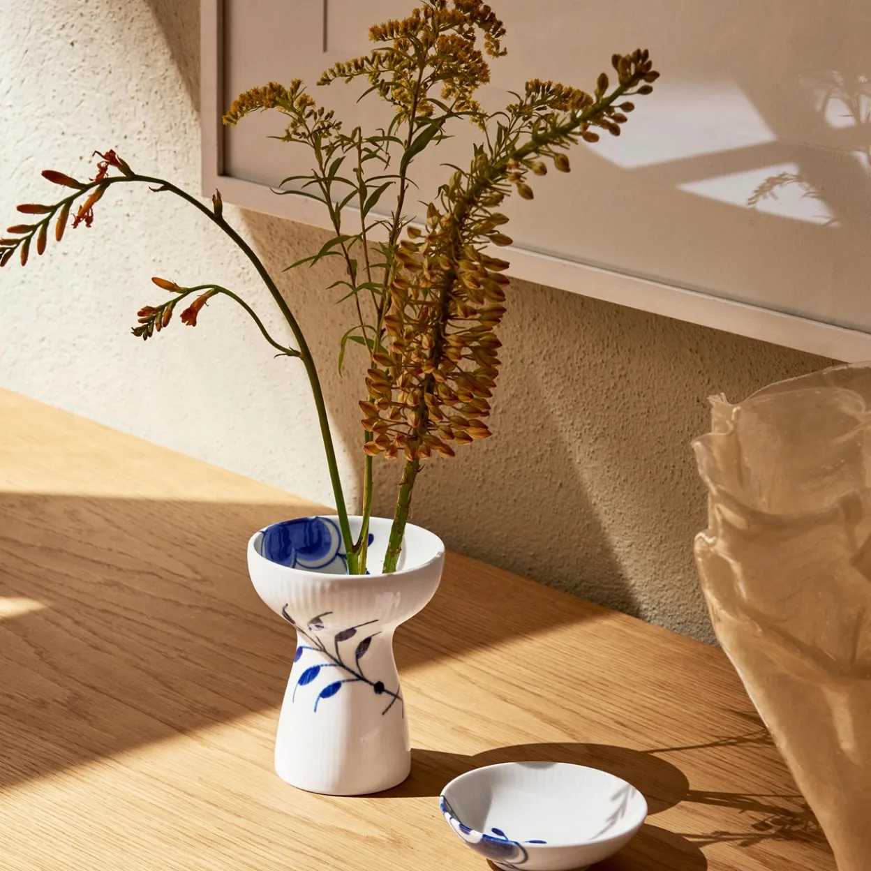 Blå Mega Riflet vase, 11 cm