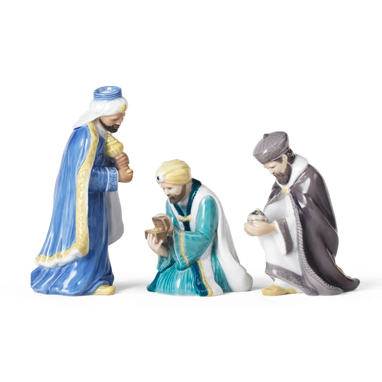 Figurer krybbespil, de tre vise mænd, 19 cm, 12,5 cm, 14,5 cm, 3 stk.