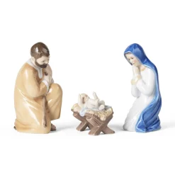 Figurer krybbespil, Joseph, Maria og Jesusbarnet, 13 cm, 13 cm, 5,5 cm, 3 stk.