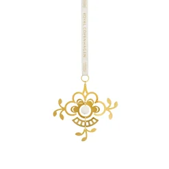 Forgyldt juleornament, blomst, 10 cm
