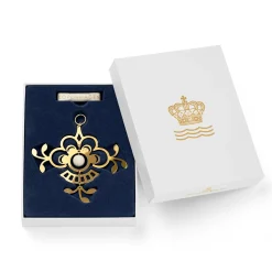 Forgyldt juleornament, blomst, 10 cm