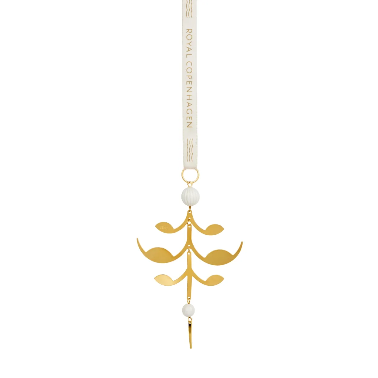 Forgyldt juleornament, palmette, 12 cm