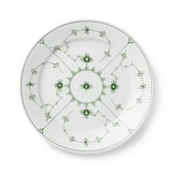 Grøn Musselmalet Riflet tallerken, 25 cm