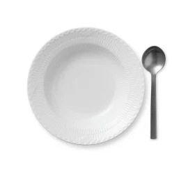 Hvid Halvblonde dyb tallerken, 21 cm