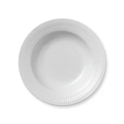 Hvid Riflet dyb tallerken, 21 cm