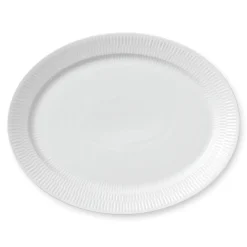 Hvid Riflet fad, 35 cm