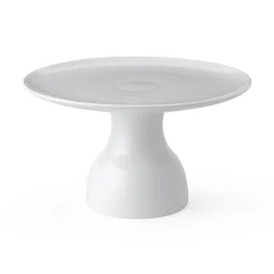 Hvid Riflet fad på fod, 20 cm
