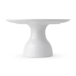 Hvid Riflet fad på fod, 20 cm