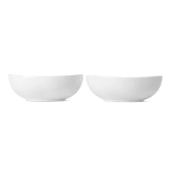 Hvid Riflet oval skål, 37 cl, 2 stk.