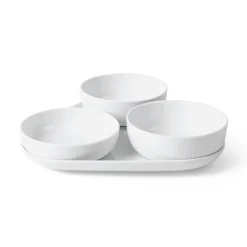 Hvid Riflet serveringssæt, 24,5 cm, 4 stk.