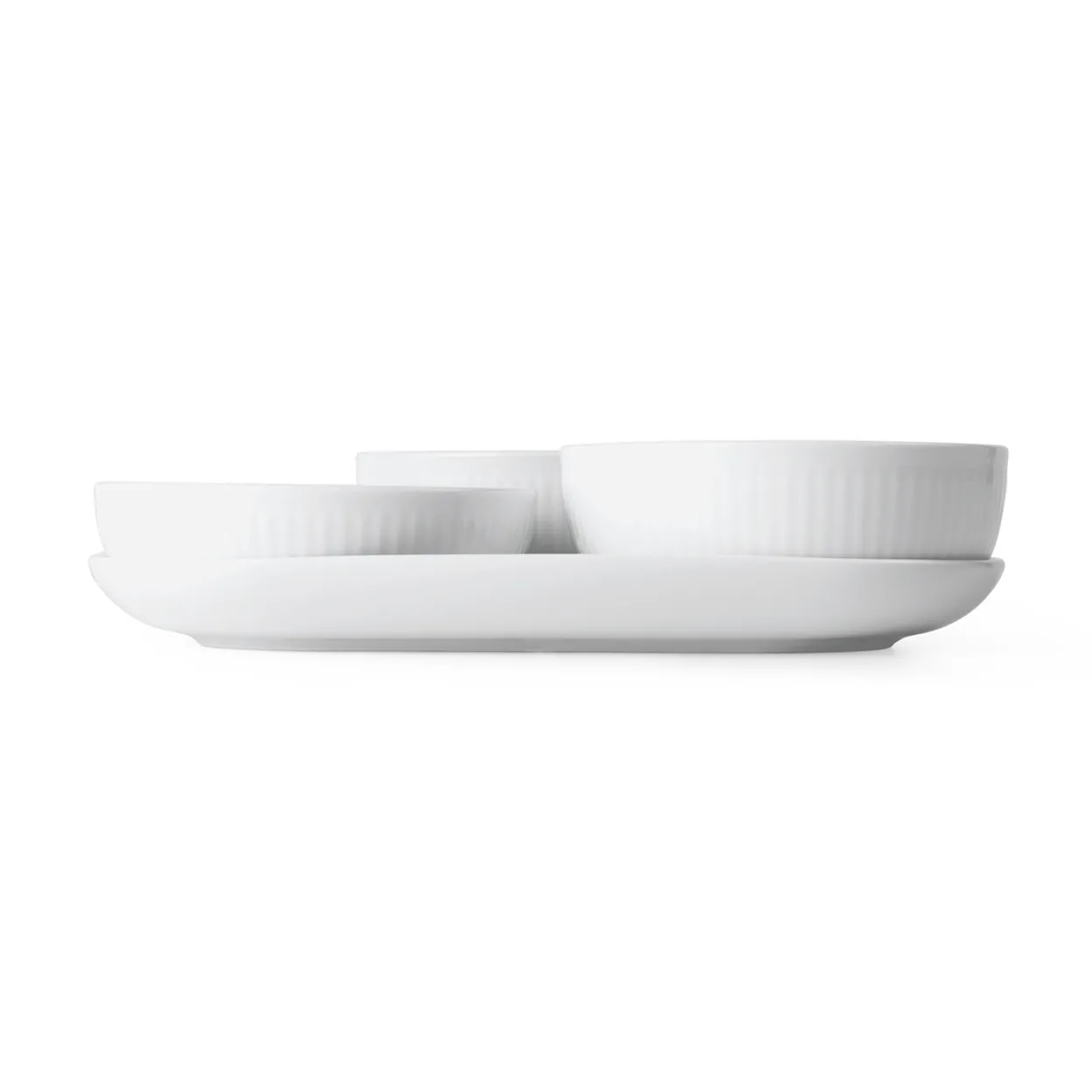 Hvid Riflet serveringssæt, 24,5 cm, 4 stk.