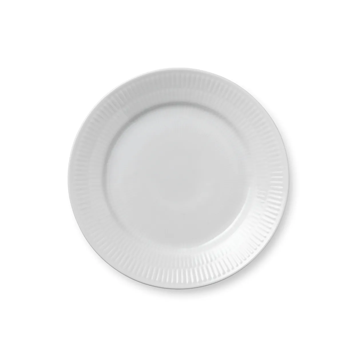 Hvid Riflet tallerken, 19 cm