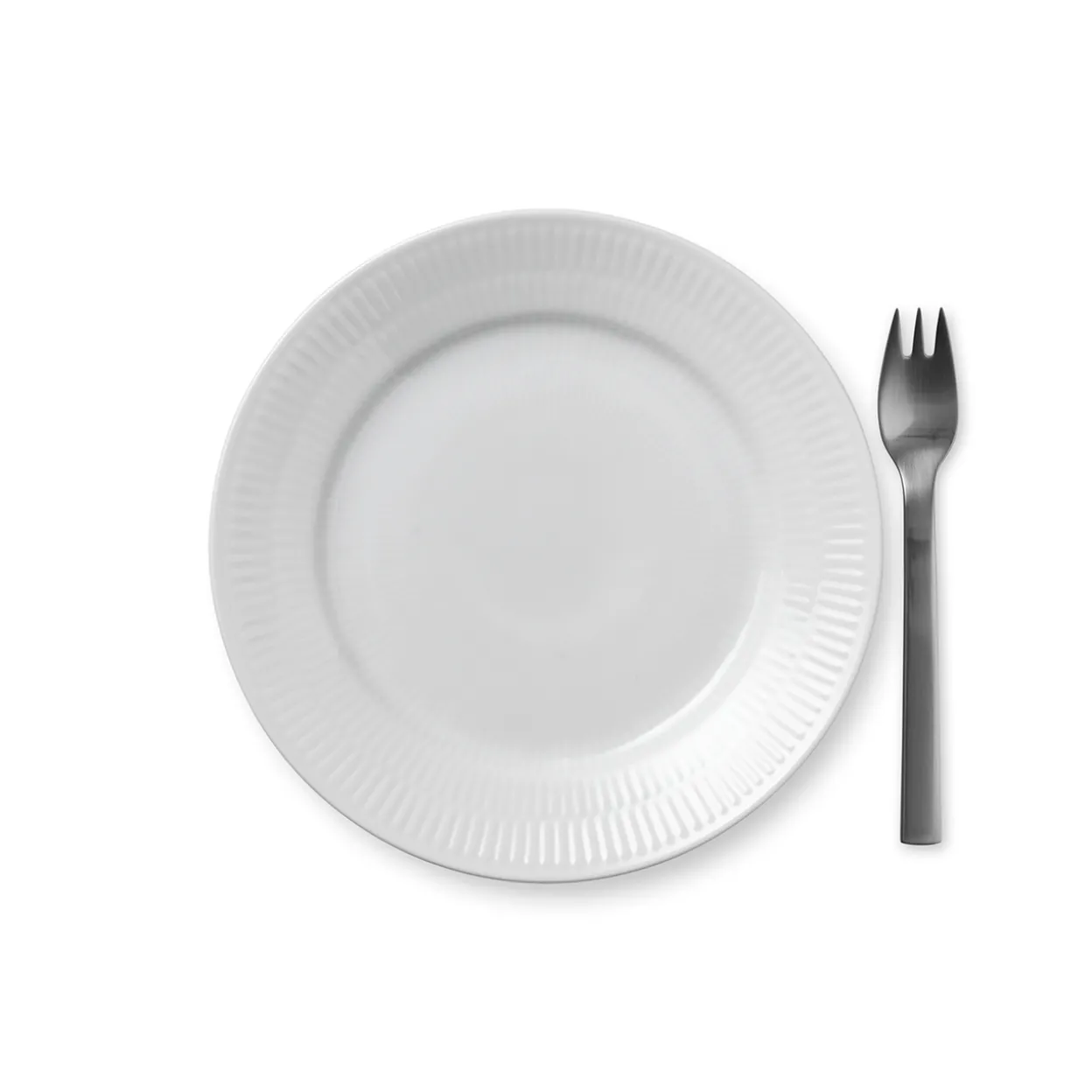 Hvid Riflet tallerken, 19 cm