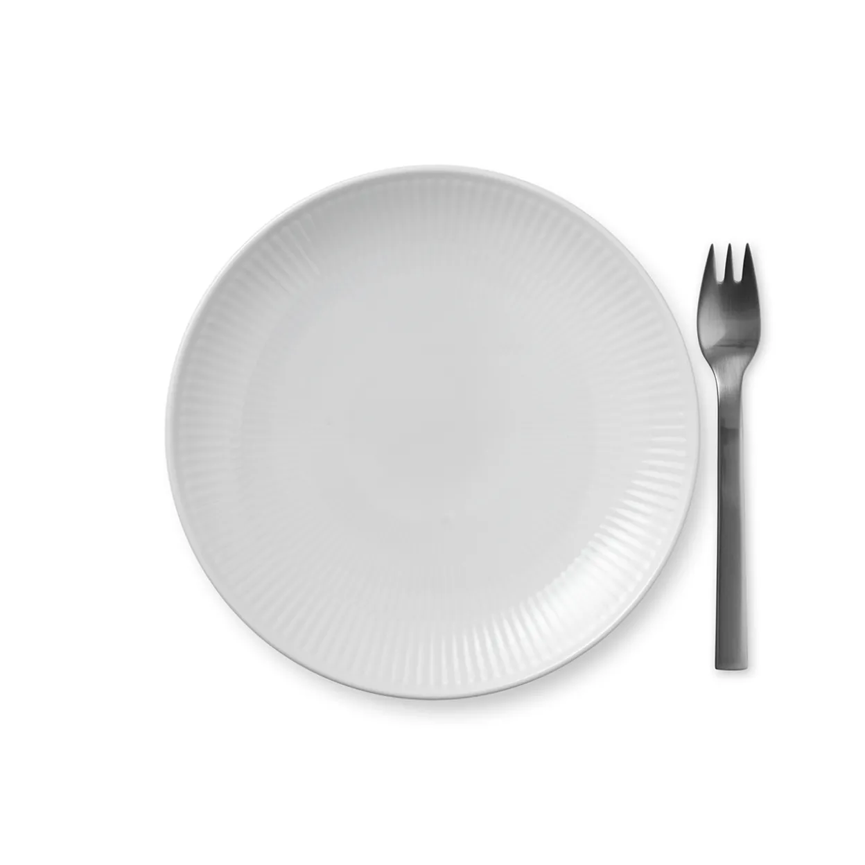 Hvid Riflet Tallerken Coupe, 19 cm