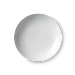 Hvid Riflet tallerken coupe, 20 cm