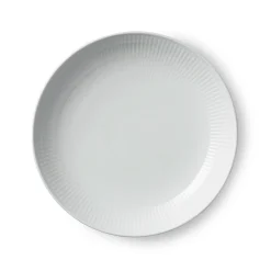 Hvid Riflet tallerken coupe, 25 cm