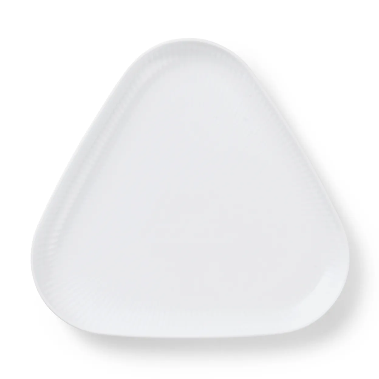 Hvid Riflet trekantet fad, 23 cm
