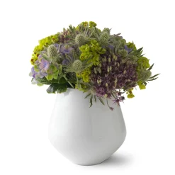 Hvid Riflet vase, 15 cm