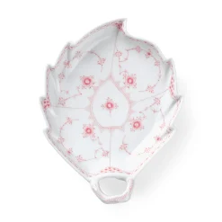 Koral Musselmalet Halvblonde fad, bladformet, 23 cm