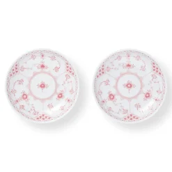 Koral Musselmalet Halvblonde lav skål, 13 cm, 2 stk.
