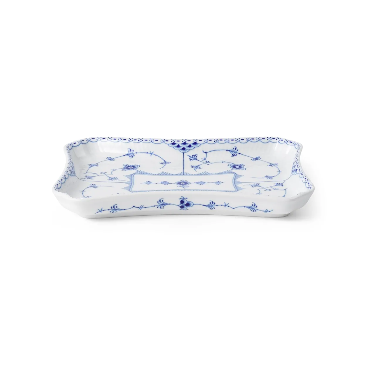 Musselmalet Halvblonde firkantet fad, 24,5 cm