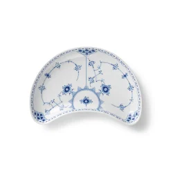 Musselmalet Halvblonde halvmåneformet fad, 22 cm