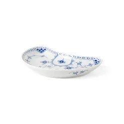 Musselmalet Halvblonde halvmåneformet fad, 22 cm
