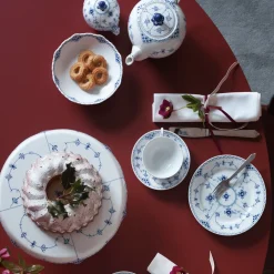 Musselmalet Halvblonde sukkerskål med låg, 20 cl