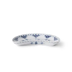 Musselmalet Helblonde halvmåneformet fad, 22 cm