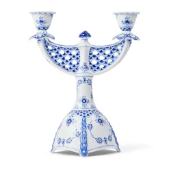 Musselmalet Helblonde kandelaber, 25,5 cm