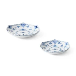 Musselmalet Helblonde lav skål, 13 cm, 15 cm, 2 stk.