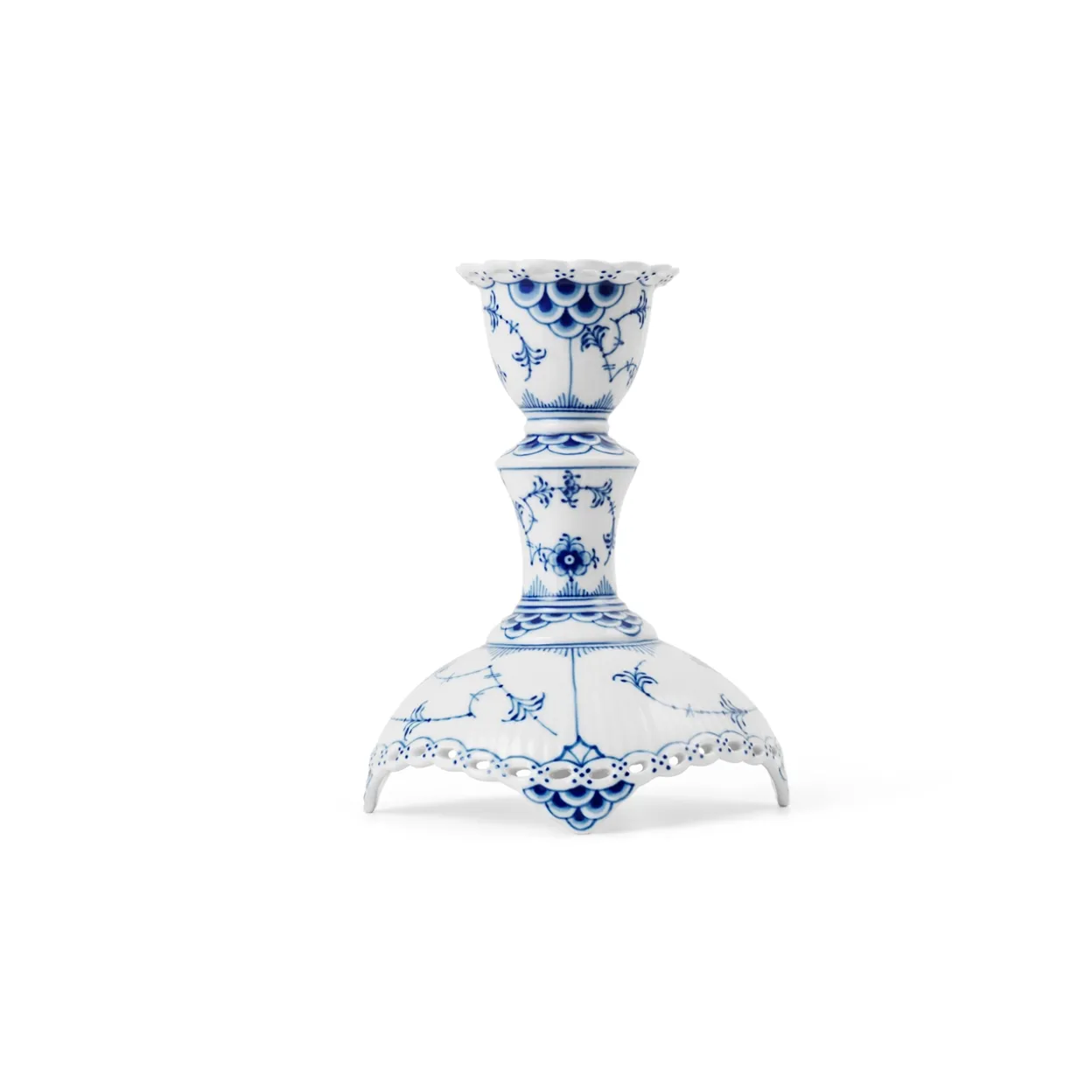 Musselmalet Helblonde lysestage, 13,5 cm