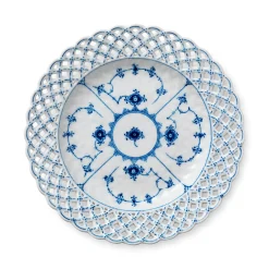 Musselmalet Helblonde tallerken med gennemskåret kant, 25 cm