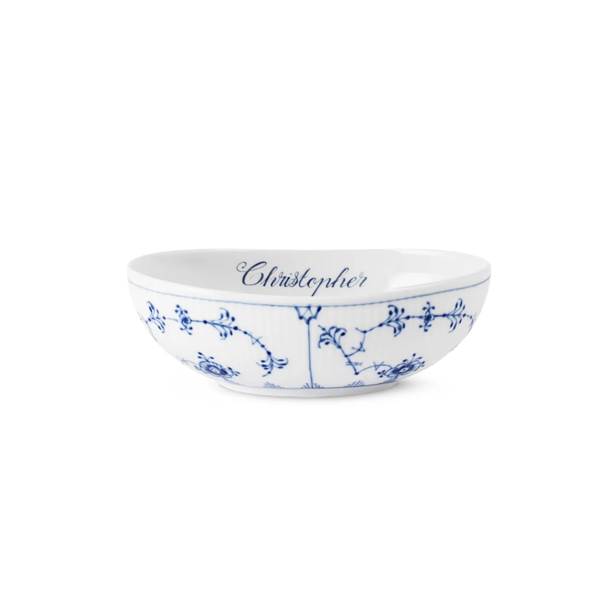 Musselmalet Riflet oval skål, Bespoke, 37 cl