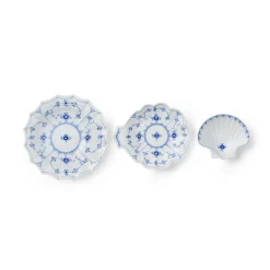 Musselmalet Riflet serveringssæt, 17,5 cm, 15,5 cm, 10,5 cm, 3 stk.