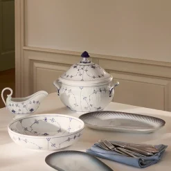 Musselmalet Riflet terrin med låg, 460 cl