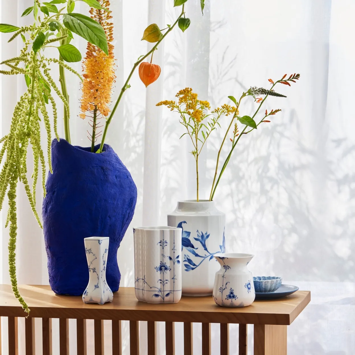 Musselmalet Riflet vase, 12 cm