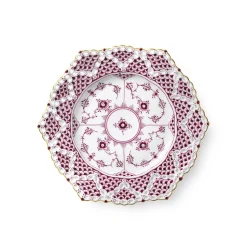 Purpur Musselmalet Helblonde med Guld tallerken med blondekant, Limited Edition, 21 cm