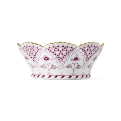 Purpur Musselmalet Helblonde med Guld frugtskål, Limited Edition, 23 cm