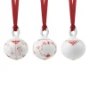 Rød Musselmalet juleornament, 9 cm, 3 stk.