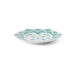Smaragd Musselmalet Helblonde tallerken med blondekant, 21 cm