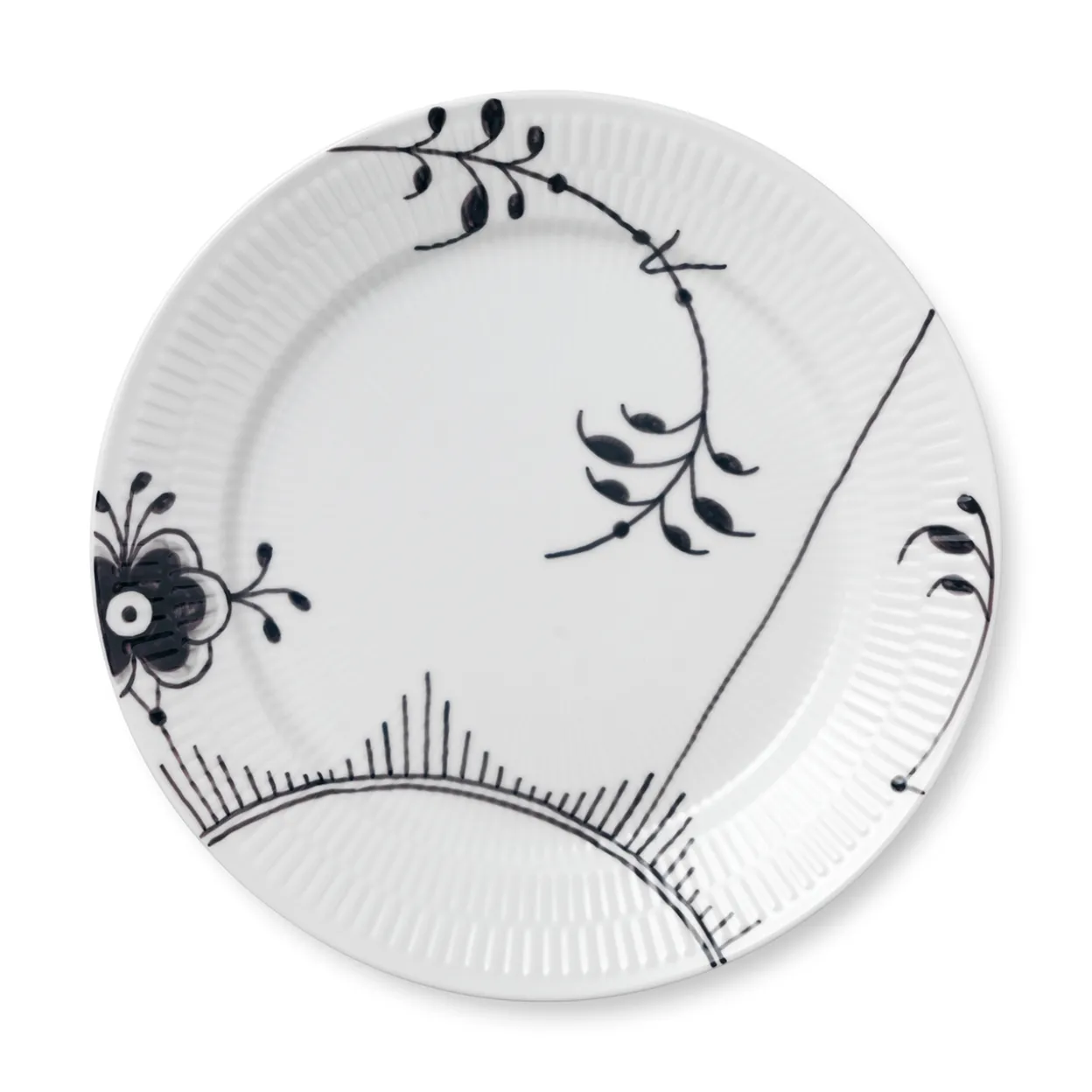Sort Mega Riflet tallerken, decoration 2, 27 cm