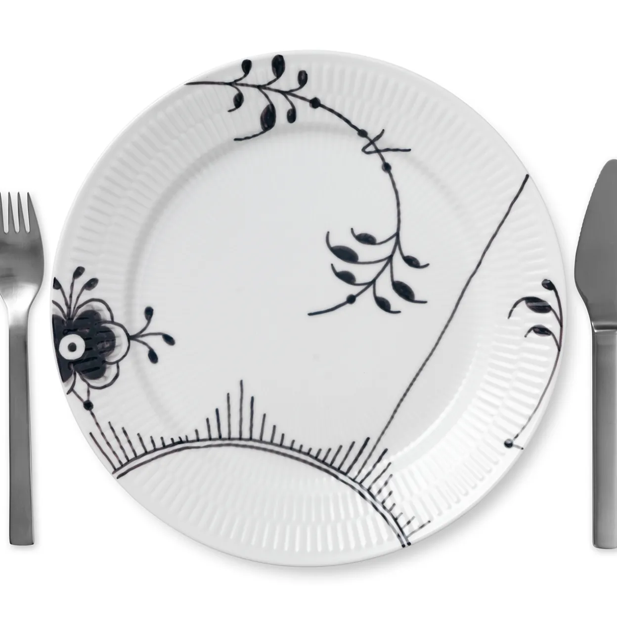 Sort Mega Riflet tallerken, decoration 2, 27 cm