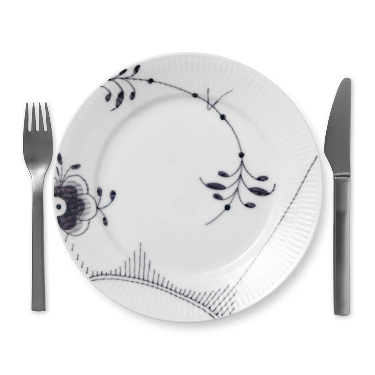 Sort Mega Riflet tallerken, decoration 2, 22 cm