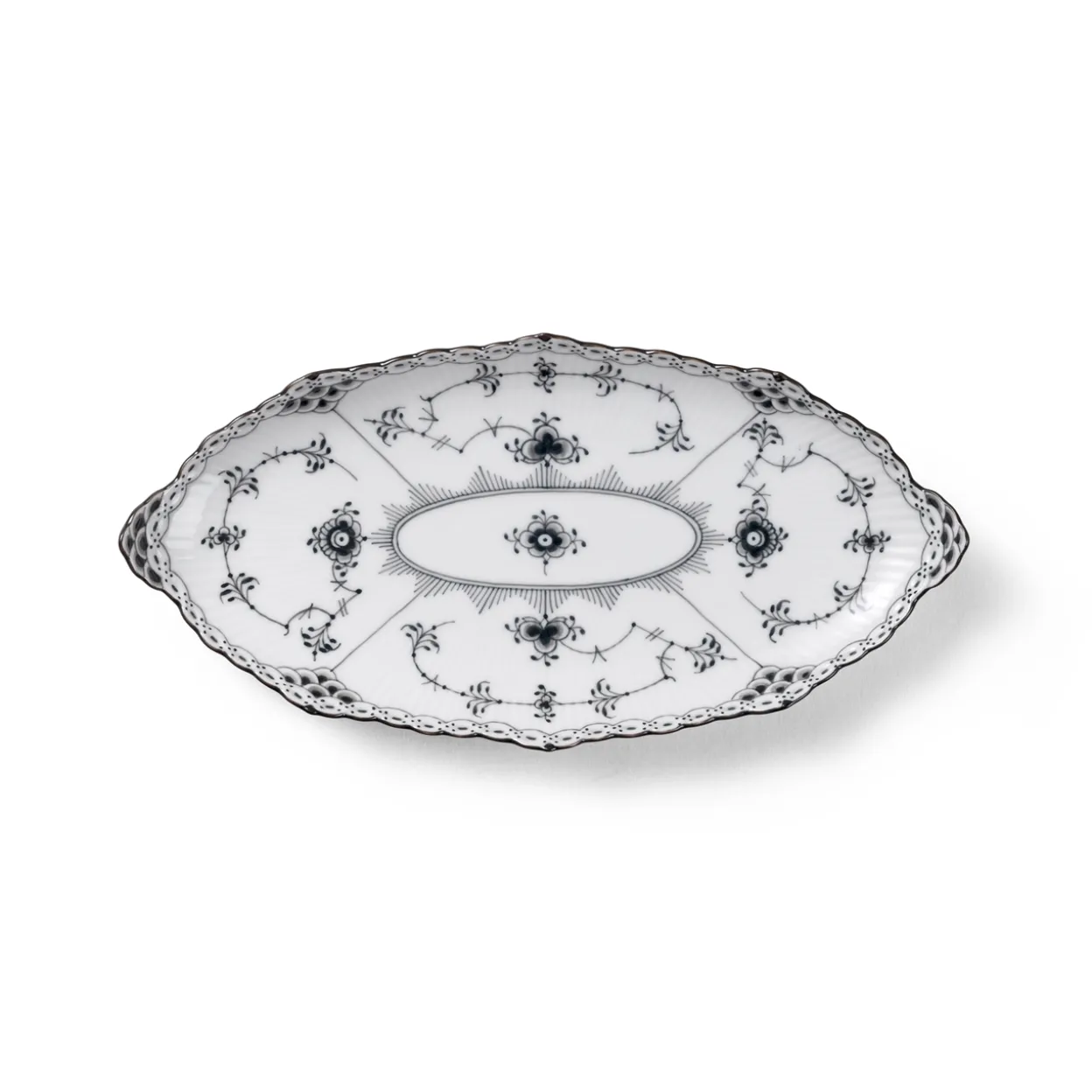 Sort Musselmalet Halvblonde asiet, 24,5 cm