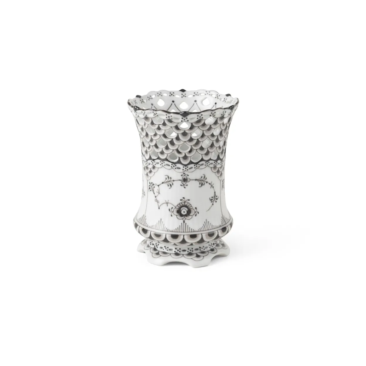 Sort Musselmalet Helblonde vase, 11 cm